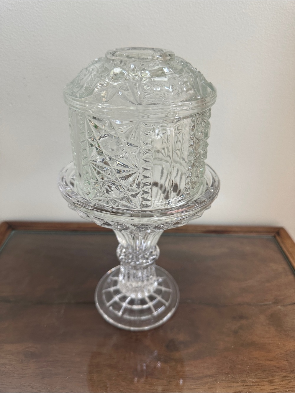Vintage Franken Fairy Lamp - Stars & Bars Top with Lead Crystal Base